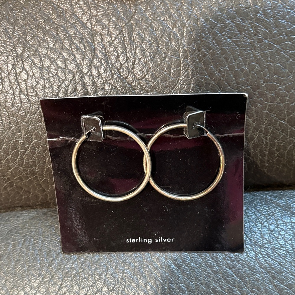 Sterling silver hoop 1.5 in earrings